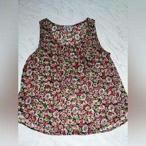 Mini Boden Johnnie b flowy silky sheer Floral tank topshirt cute s